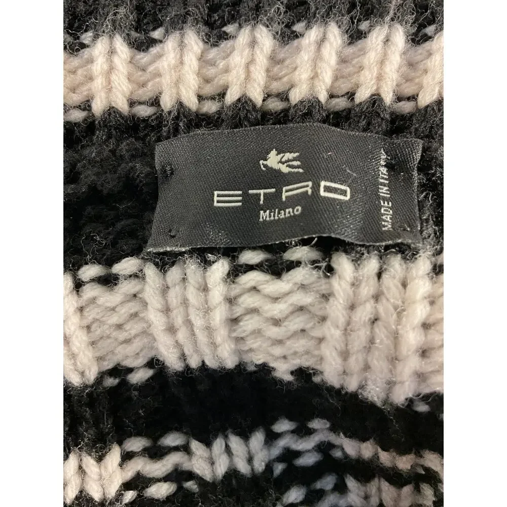 Etro Striped Black Jacquard Knit Wool Cardigan Size IT 42 / US 6